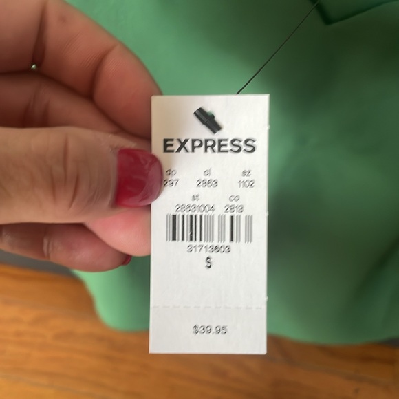 Green spaghetti strapped tank with scalloped V-neck, size small - Picture 2 of 2